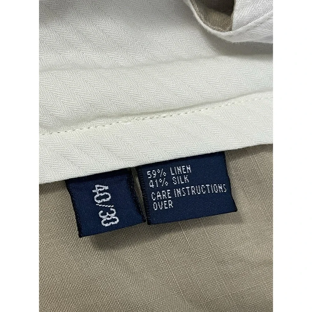 Polo Ralph‎ Lauren Vtg Light Tan Linen Silk Pleated Men's Trouser Size 40X30
